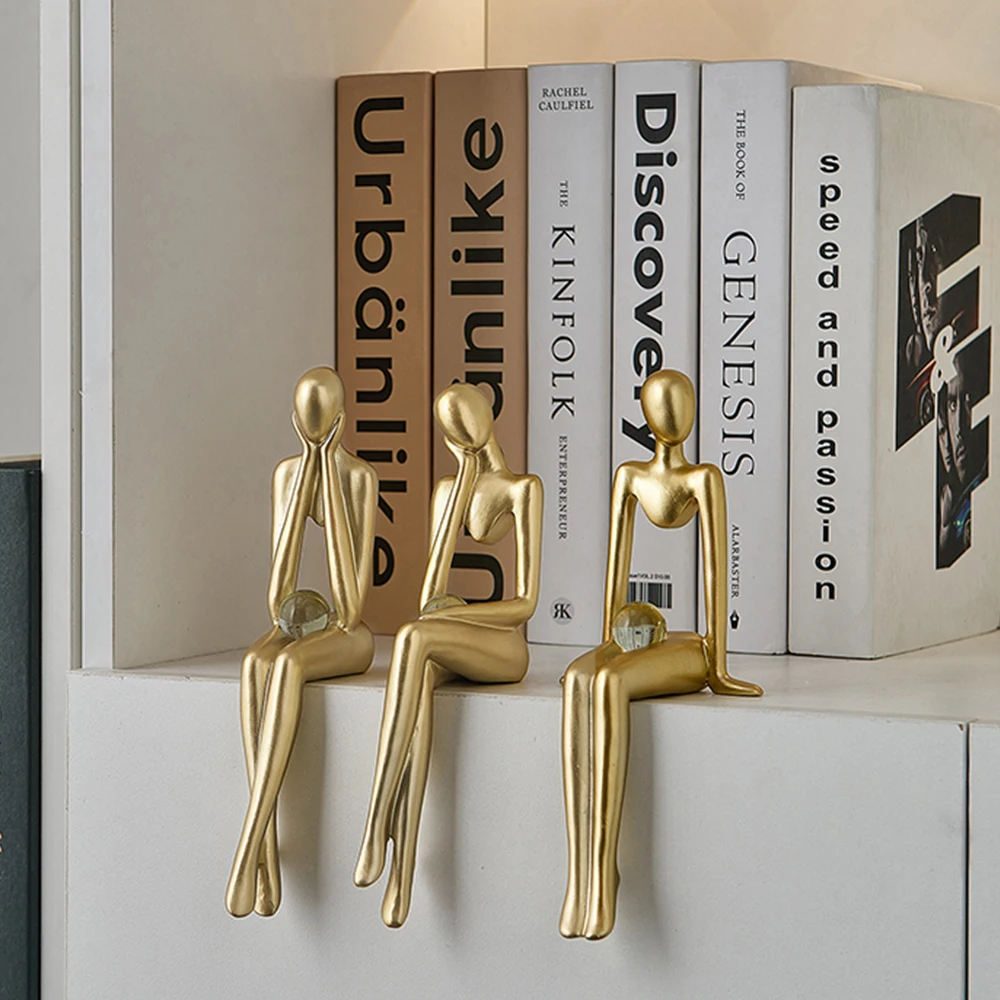

Nordic Figurines for Indoor Decor Home Exquisite Modern Decor Sculpture Living Room Resin Figures Gold Abstract Art Craft Statue