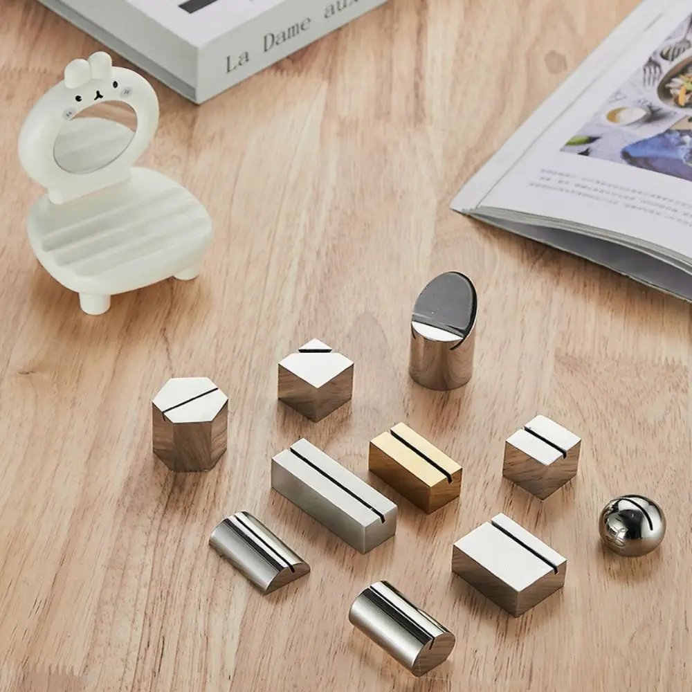 Display Stand Stainless Steel Card Holder Solid Funny Number Sign Holder Creative Label Menu Card