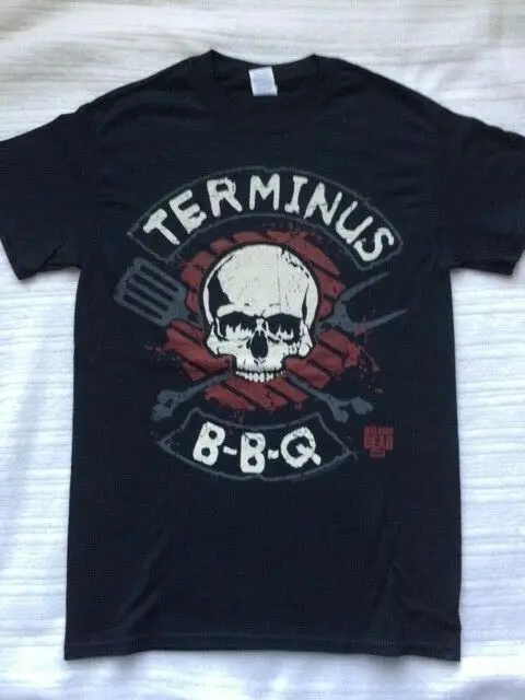 The Walking Dead Terminus Bbq Bar-B-Que T-Shirt Nera Nuova Non Indossata