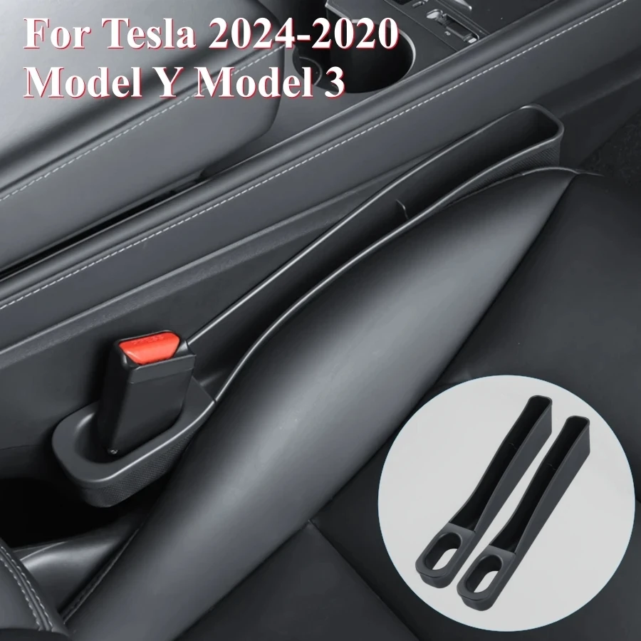 

For Tesla Model Y Model 3 2024-2020 TPE Seat Gap Filler Organizer Auto Console Side Extra Storage Model Y Seat Crevice Box