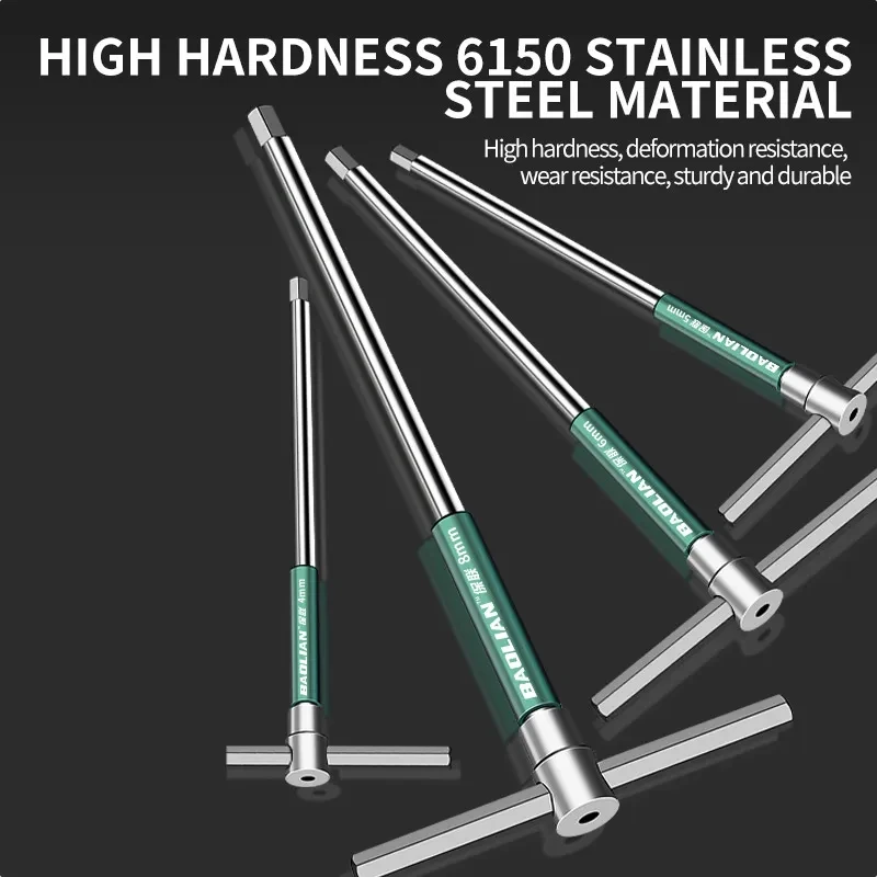 T/L 2.5/3/4/5/6/8/10mm Torx Screwdriver T Type Allen Hex Wrench Chrome Spanner T-shaped Hand Tool Extended T-Socket Wrench 2