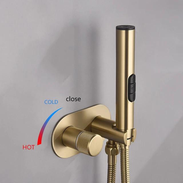 KEMAIDI แปรงทองห้องน้ํา Bidet ก๊อกน้ํา Wall Mount Bidet Sprayer สําหรับห้องน้ําร้อนน้ําเย็นผสมห้องน้ํา Bidet ฝักบัว 4