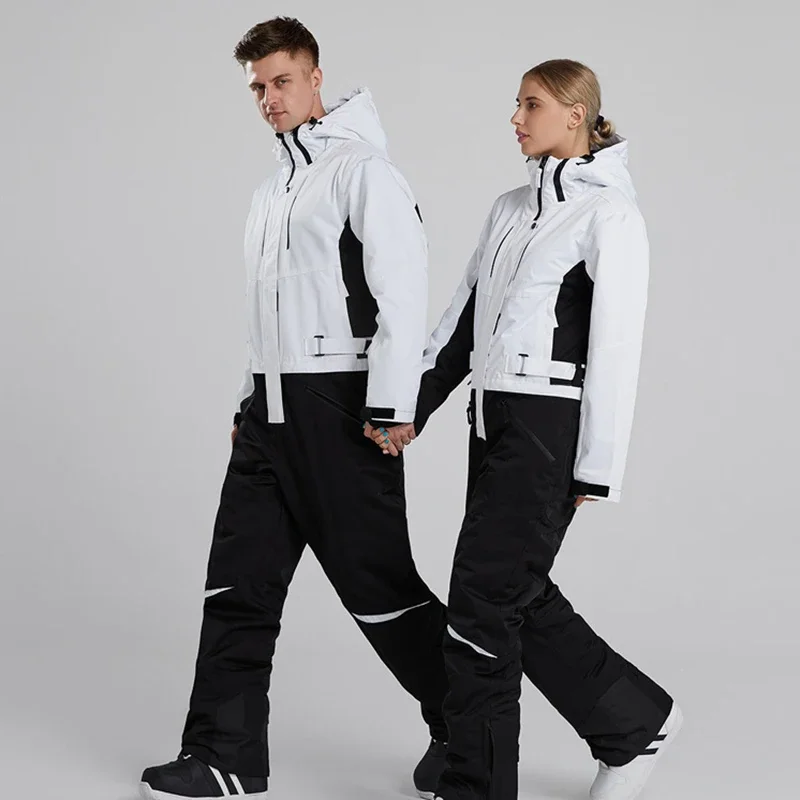 Winter Ski Suit Women Snowboard Jacket Men One-Piece Ski Suit Thickened Warm Overalls Breathable Waterproof Set