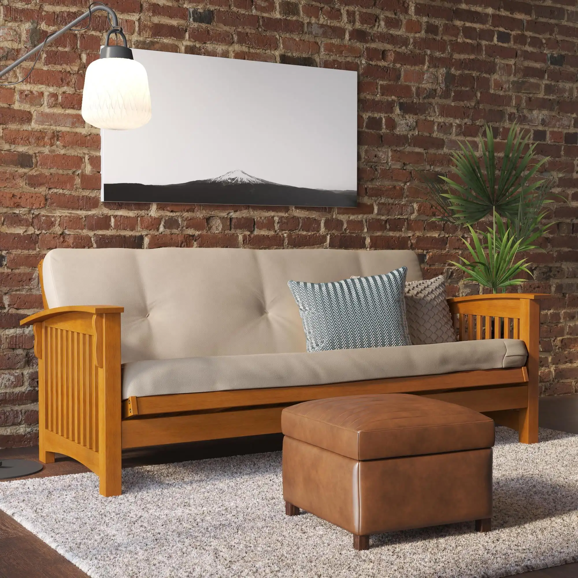 

Kali 6 Inch Futon Mattress with Tufted Cover and Recycled Polyester Fill, Full, Tan Microfiber