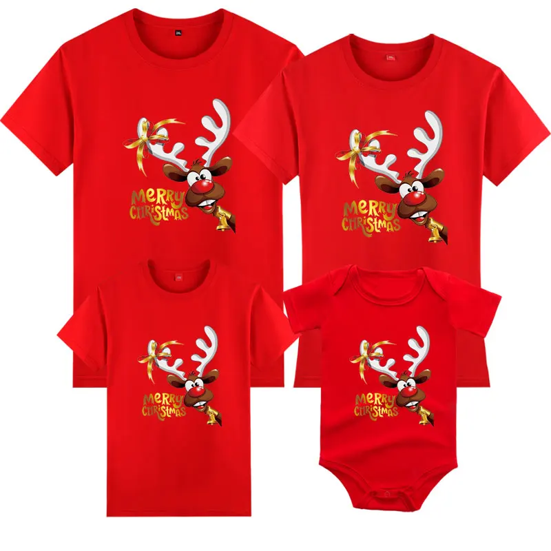 Camiseta con estampado de Papá Noel para Navidad, ropa familiar a juego para mamá, papá, hija e hijo, ropa para adultos y niños, 1 pieza