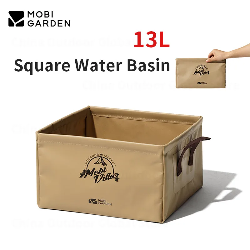 

MOBI GARDEN Camping Portable 13L Square Water Basin Waterproof Folding Box Outdoor Multifunctional Travel Water Bucket Stuff