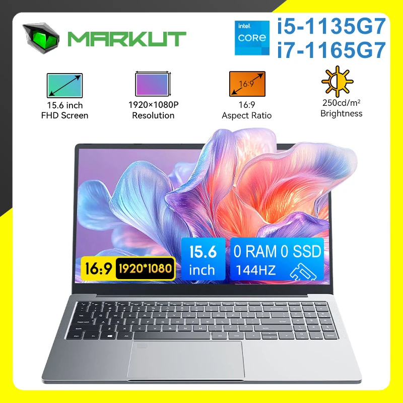 Markut 15.6 Inch Portable Notebook Laptop - Intel CPU I7-1165G7 No RAM No SSD 1920*1080 FHD Display - German Keyboard