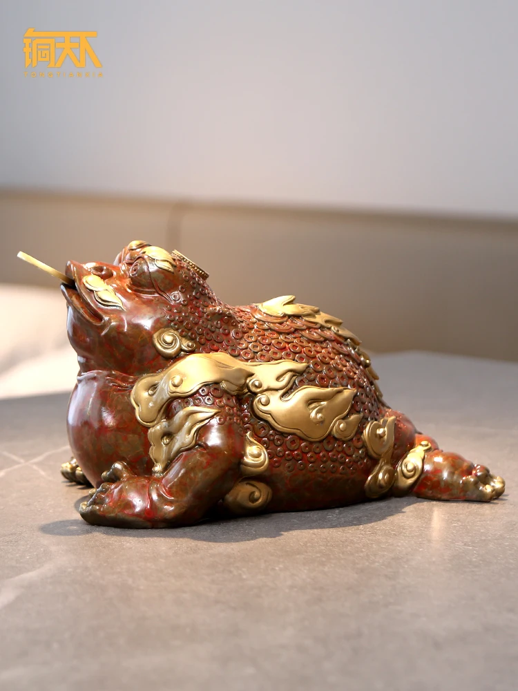 

Pure Copper Gold Toad Decoration Large Three-Footed Toad Opening Gift Golden Cicada Store Office Cashier Decoration