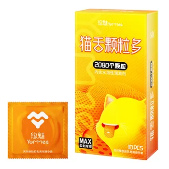 Cat Tongue G-spot Condom Adult Sex Toy 10pcs Spike Dotted Stimulation Penis Sleeves Safer Cock Cover Condom Fama Erotic Product 1