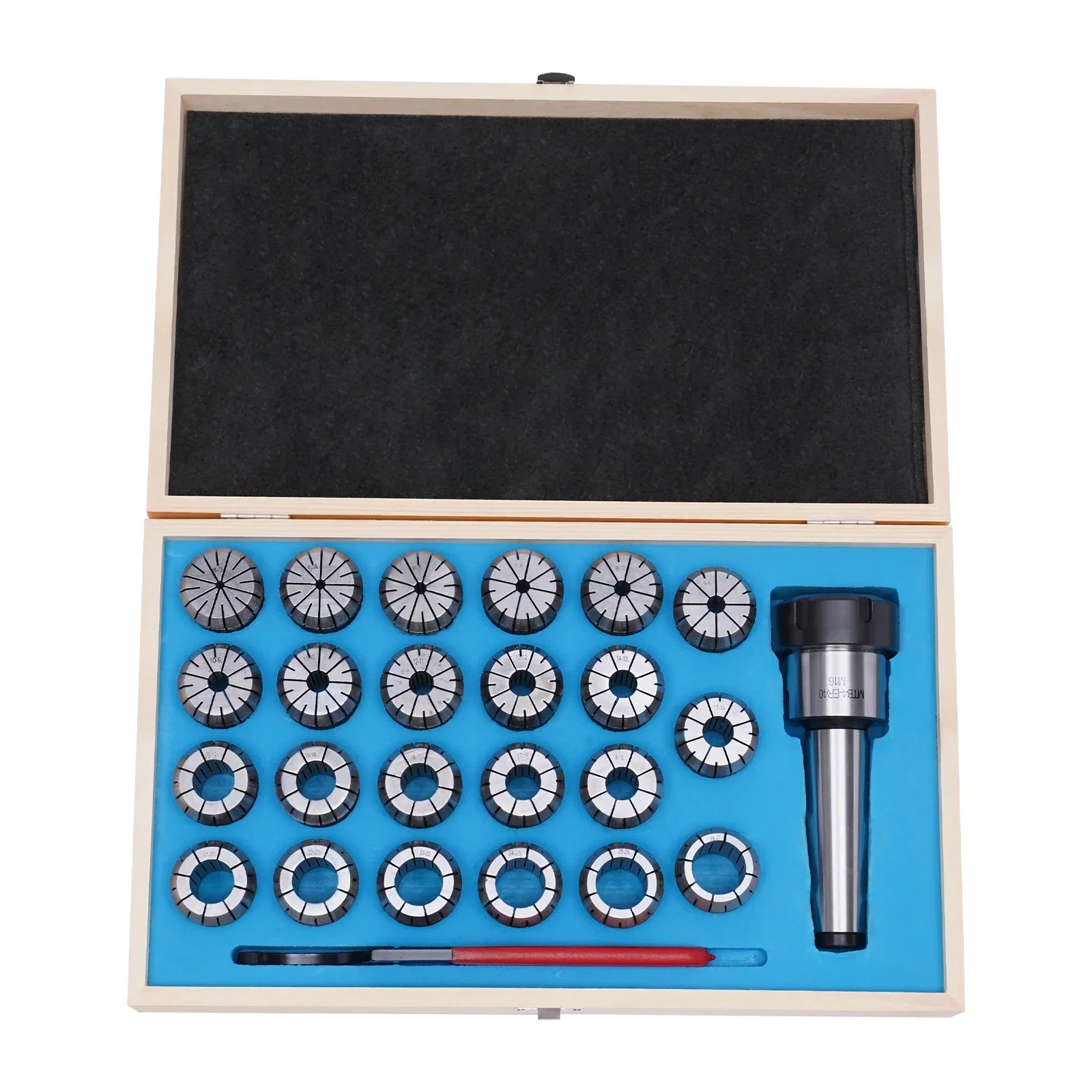 MTB4-ER40 Set 23-teiliges Spannzangen-Werkzeug, Federstahl-Befestigungsset, Durchmesser 4–26 mm, für Fräs-/Bohrmaschine, Drehmaschine – Detail 2