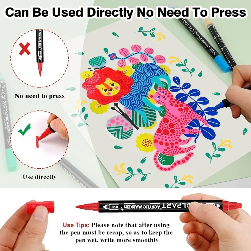 Art Markers 12/24/36 Color Double-ended Gouache Acrylic Marker Waterproof Pigment DIY Graffiti Marker Office and School Supplies