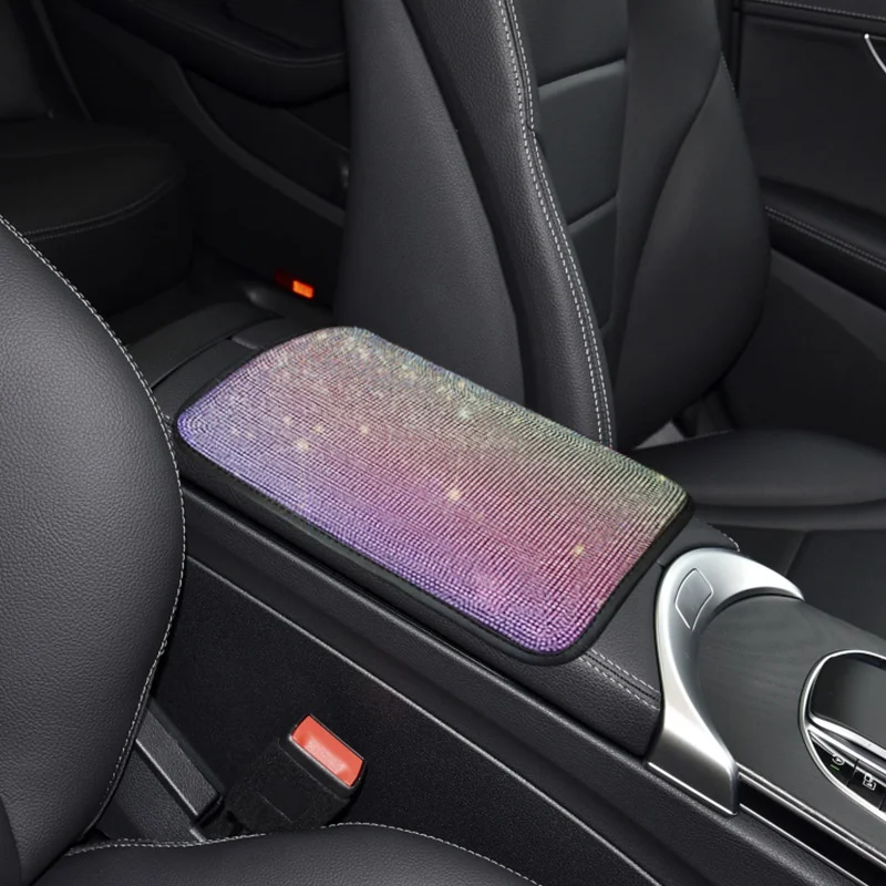 Luxurious Diamond Studded Armrest Cushion Cover for Car Interior Protection
