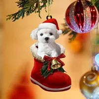 2d Acrylic Dog Christmas Hanging Ornaments Christmas Tree Pendant 2024 New Year Gifts For Dog Lovers Christmas Decorations 1