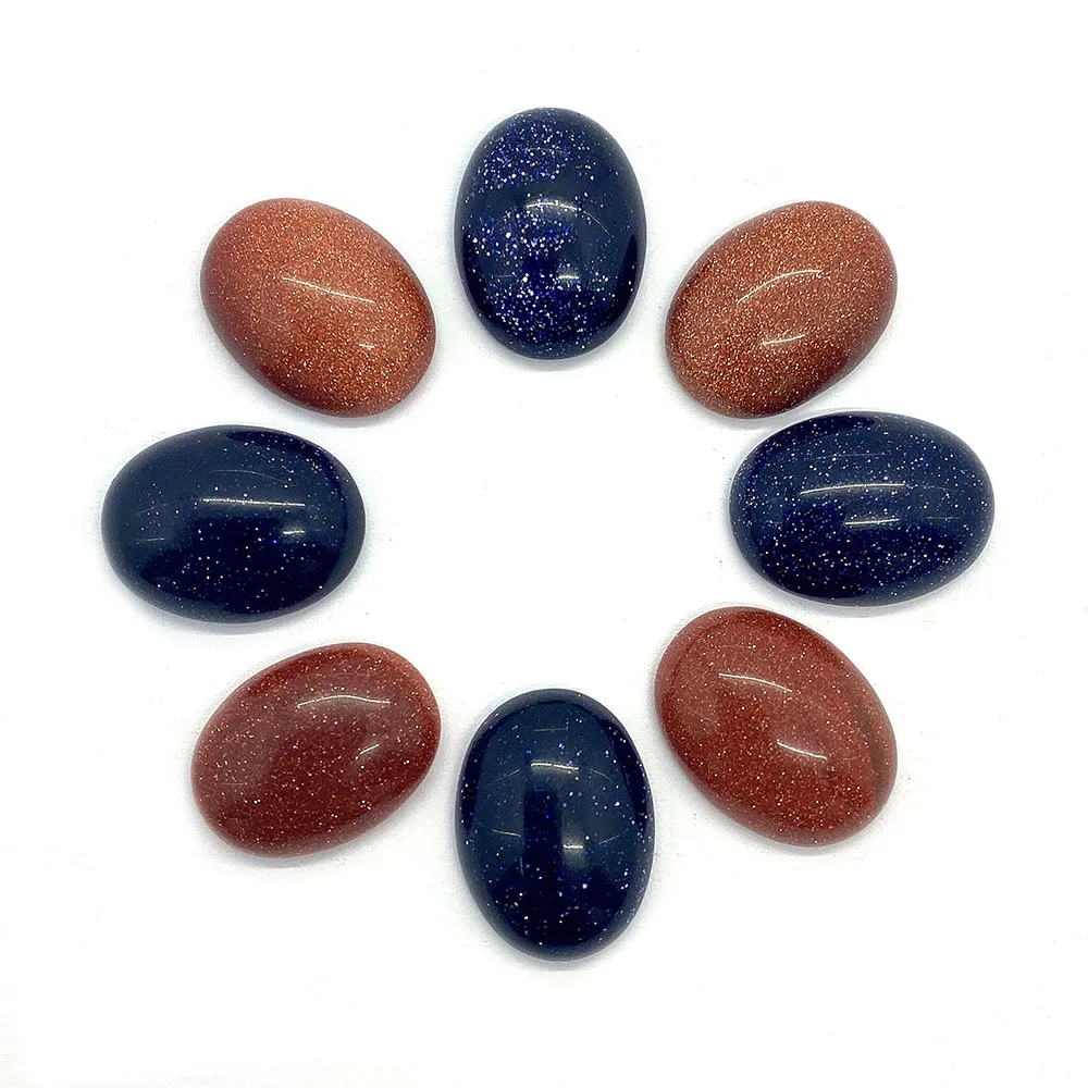 

5pcs/pack 12x16mm Oval Shaped Beads Golden Sand Rose Quartz Cabochons Natural Semi-precious Surface DIY Making Rings 3 Colors
