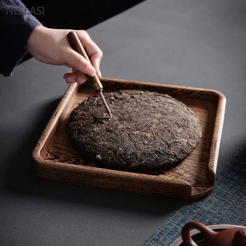 Tea Tray Wooden Serving Tray Tea Set Vintage Solid Wood Tea Tray Pu'er Tea Plate Tradition Set Accessories Ceremony Trays Decorative Home Teaware Supplies