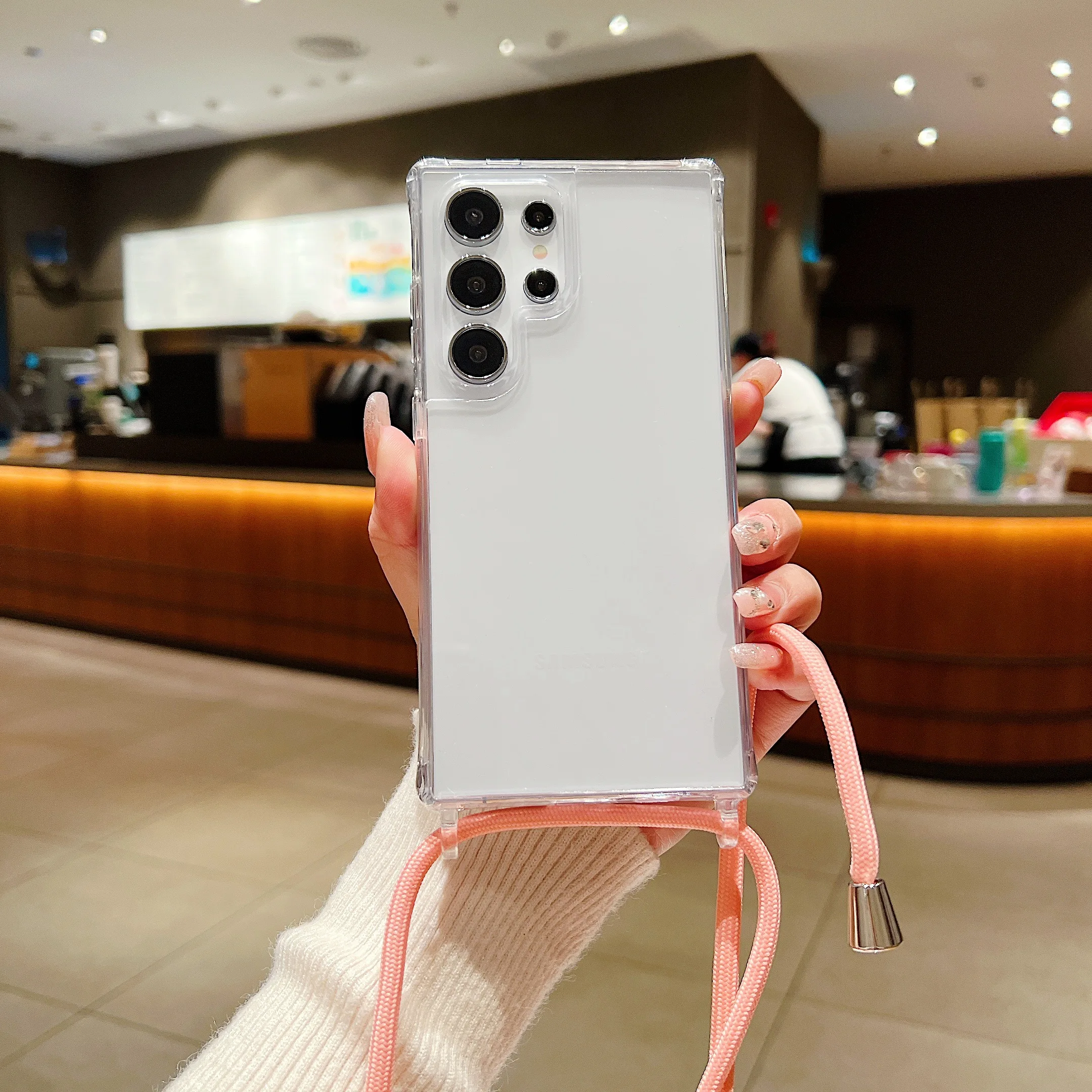 Versatile Crossbody Necklace Clear Phone Case with Lanyard Cord