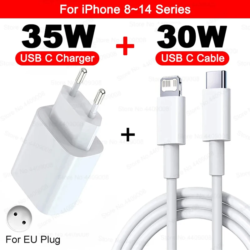 PD 35W USB-C Fast Charging Adapter with Type-C Cable - Premium Phone Charger Accessory