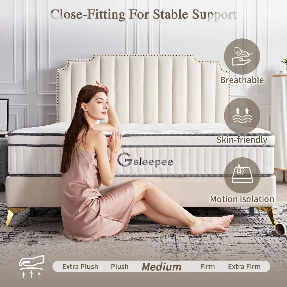 12 Inch King Size Mattress in a Box, Memory Foam Hybrid Mattress for Motion Isolation, Soft and Comfortable, Pressure Relief, Me 5