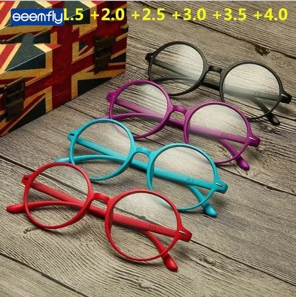 

Seemfly Reading Glasses for Women Ultra Light Round Frame Men Glasses Hd Resin Presbyopic Eyeglasses With Diopter +1 +2 +3 +4