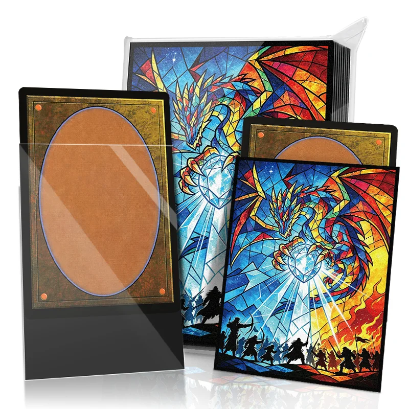 Pattern Print Card Sleeves - Clear Front & Matte Back, Protective TCG Cover, 105 Pack, 66x91mm Standard Size