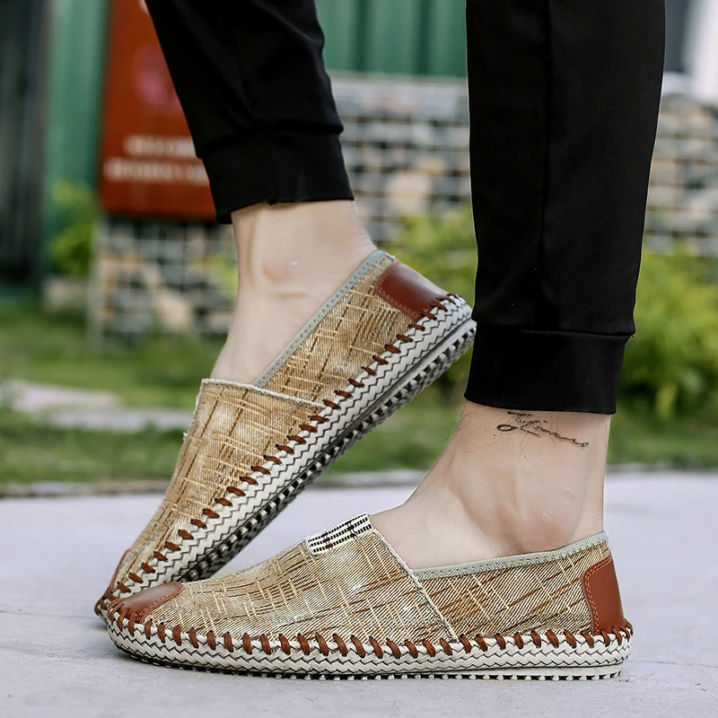 Summer Men Espadrilles Shoes Spring Canvas Shoes Breathable Men's Casual Shoes Slip-On Shoes Espadrilles Footwear Flats Big Size 5