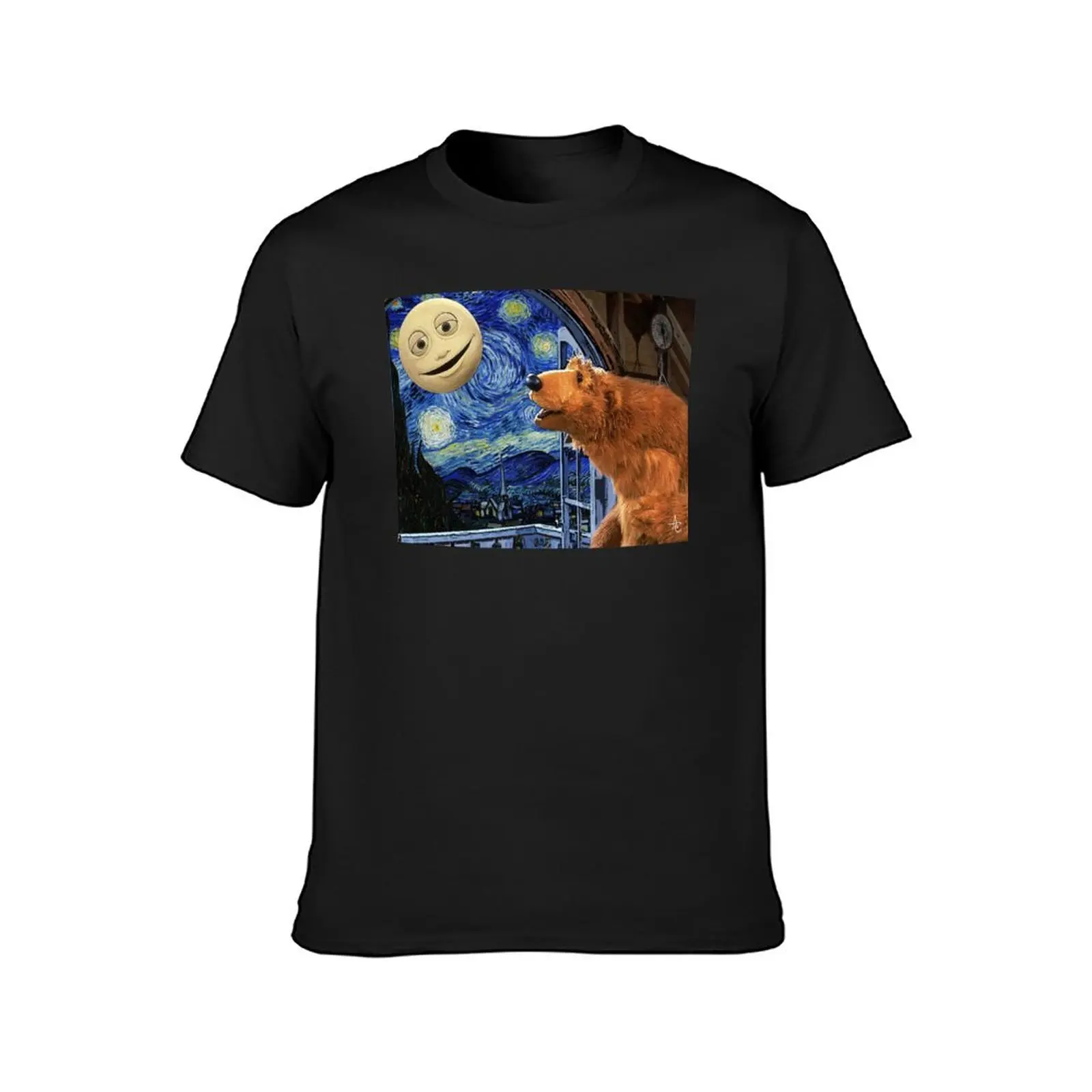 Bear in the big blue house with Starry night T-Shirt Short sleeve tee black t shirts graphic t shirt Men\'s long sleeve t shirts