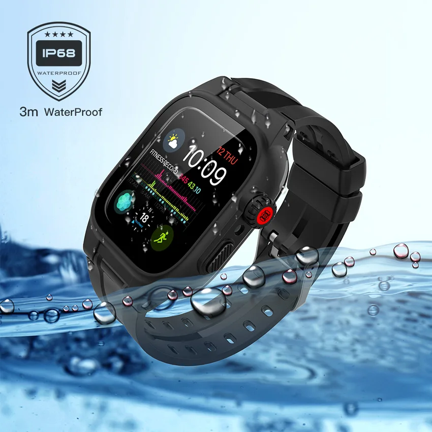 Apple Watch 시리즈 용 IP68 방수 케이스 9 8 7 6 5 4 3 2 SE 45 ..