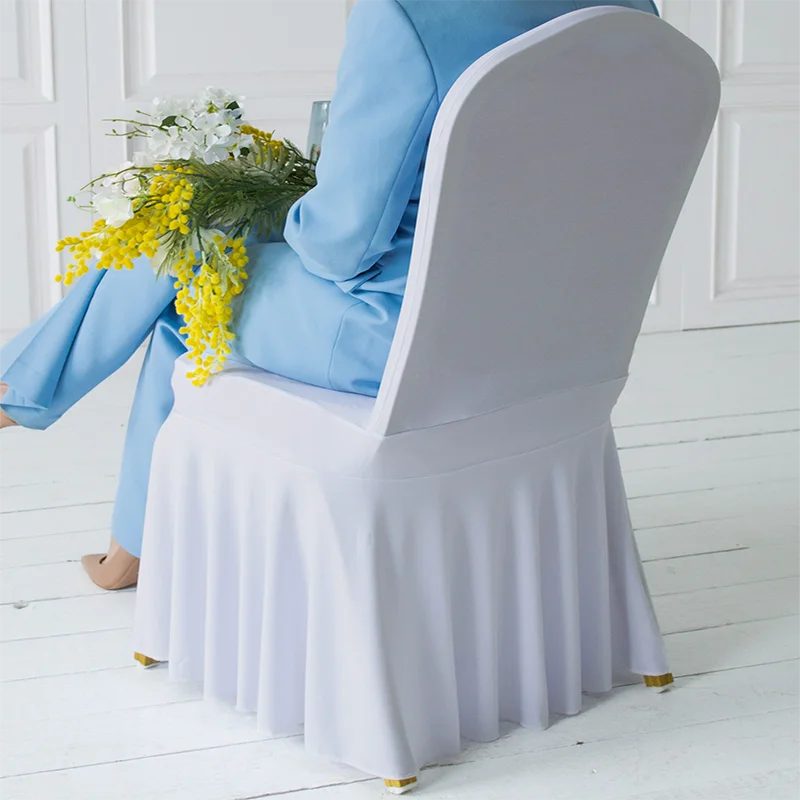 5/10/50/100pcs Pleated skirt Spandex Chair Cover Hotel Banquet Party Events Wedding Decoration Dining Room Seat Protector Covers