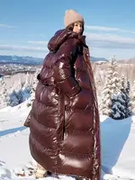 With Belt Women's Winter Down Jacket Long Puffer Coat White Duck Thick Warm Hooded Waterproof Down Jacket With Sashes Outwear 1