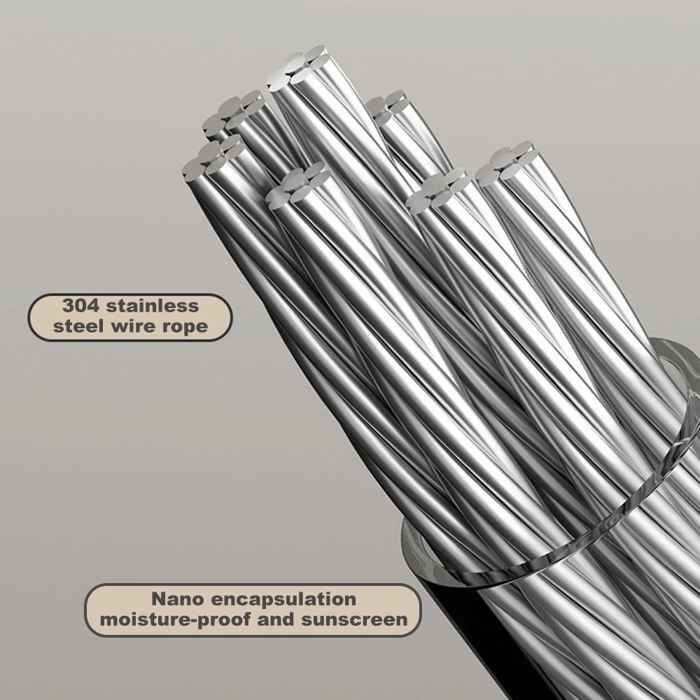 Clothes Cord Easy-install Telescopic Clothes Drying Rope Without Punching Stainless Steel Wire Rope For Bathroom Balcony Drying 5