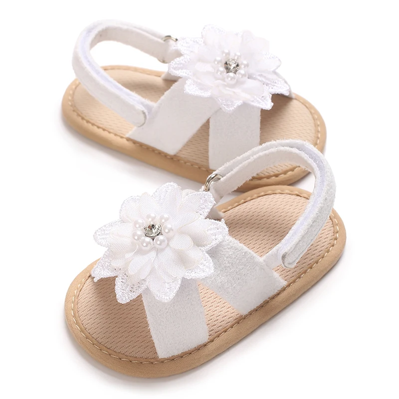 Cute 0-18M Baby Cute Open toed Bow Summer Sandals White Princess Casual Cloth Bottom Non slip Single Shoes Girls' Walking Shoes