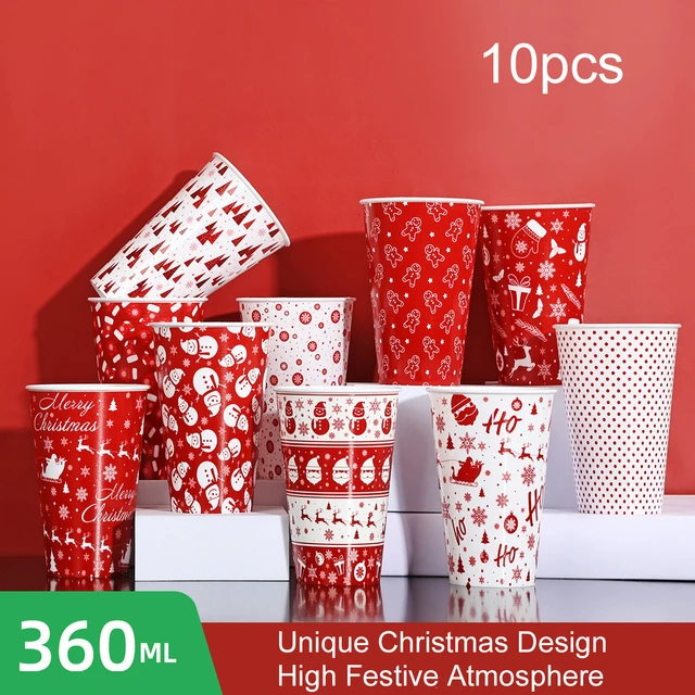 10pcs/set Christmas Plastic Cups,12oz Reusable Party Cups for Xmas Ideal  Plastic Tumbler for Adults Holiday Party Supplies - AliExpress