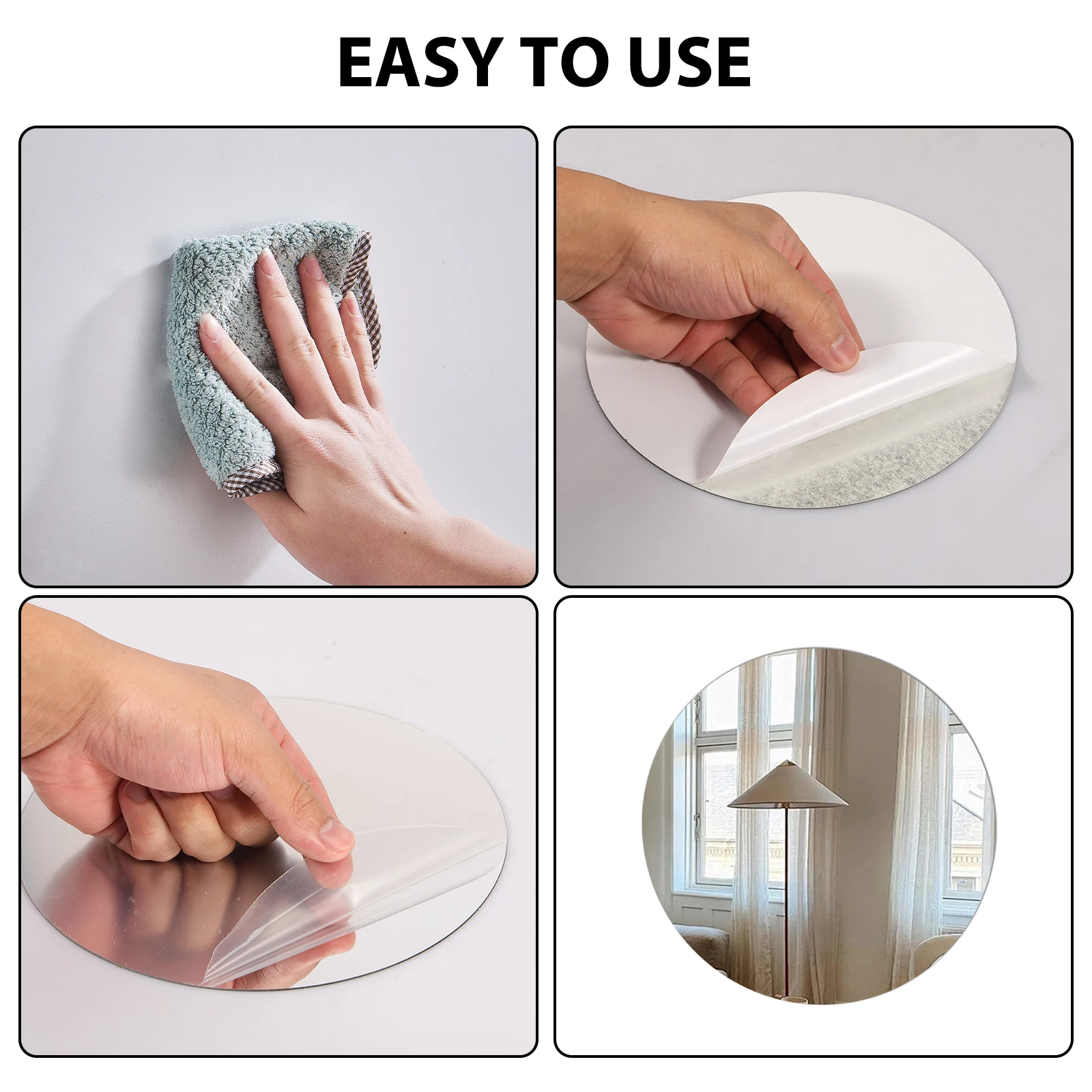 10Pcs Round Mirror for Home Bathroom Living Room Decor 7.87Inch Acrylic Self Adhesive Mirror Circle Plate Mirror Tray