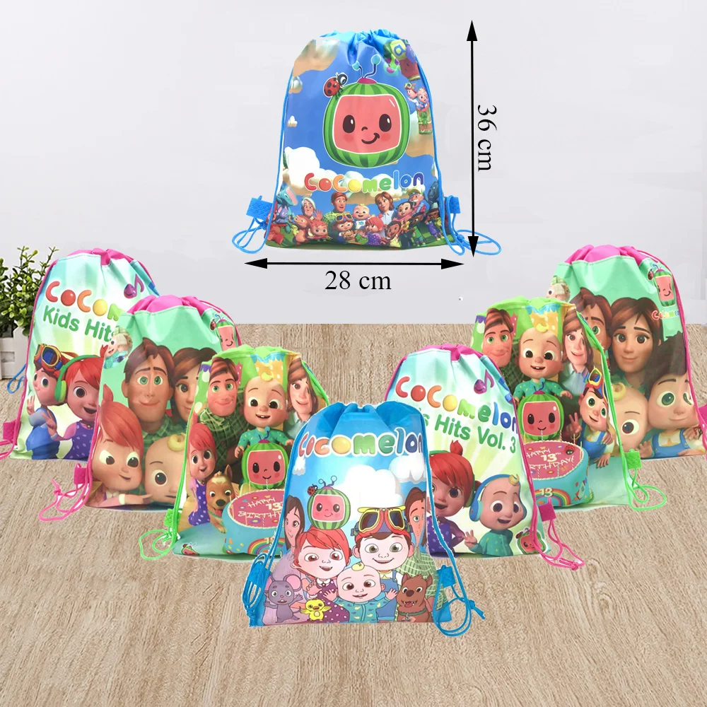 

12/24/36PCS Cartoon Watermelon Birthday Party Gifts Non-woven 28*36cm Drawstring Good Bags Kids Favor Cocoboy School Backpacks