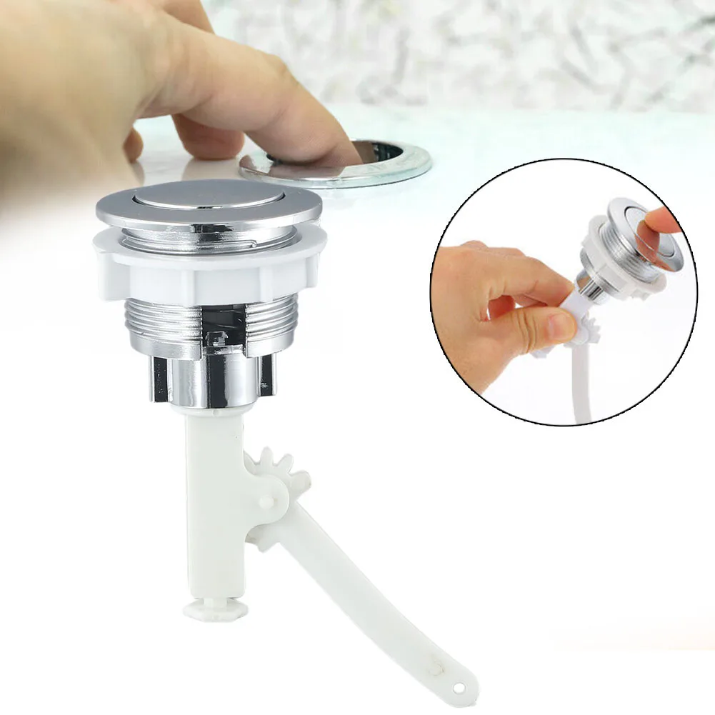 Description Picture 4 of item1pc Bathroom Toilet Push Button Single Flush Silver Seat Water Tank Valve Universal Button Toilet Toilet Lid Accessories