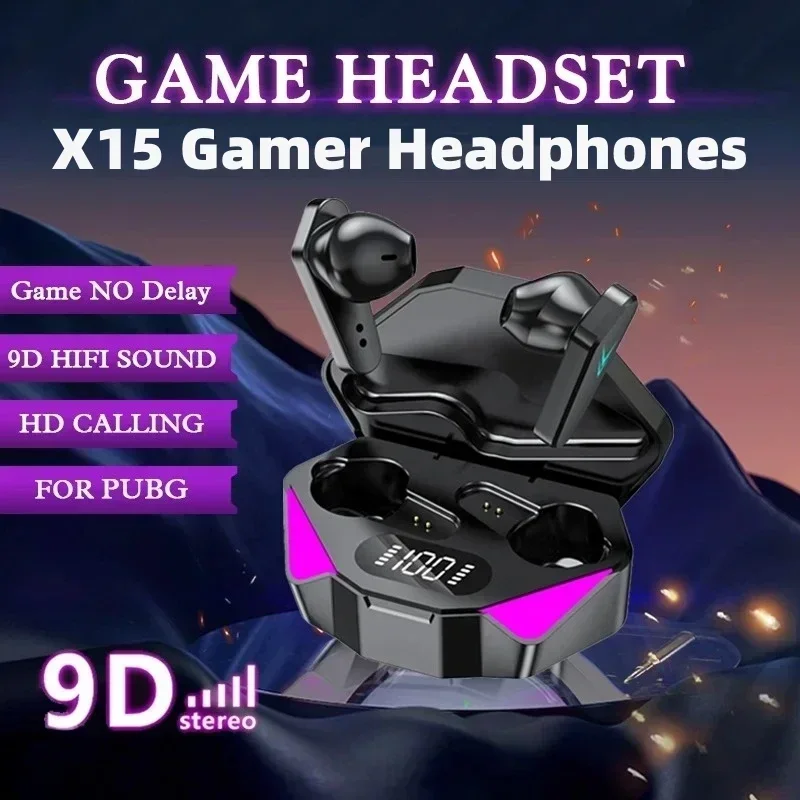 X15 Tws Auricolari Bluetooth Wireless Gamer Cuffie 65Ms Auricolari A Bassa Latenza Fone Gamer Headset Gamer Con Microfono Vivavoce