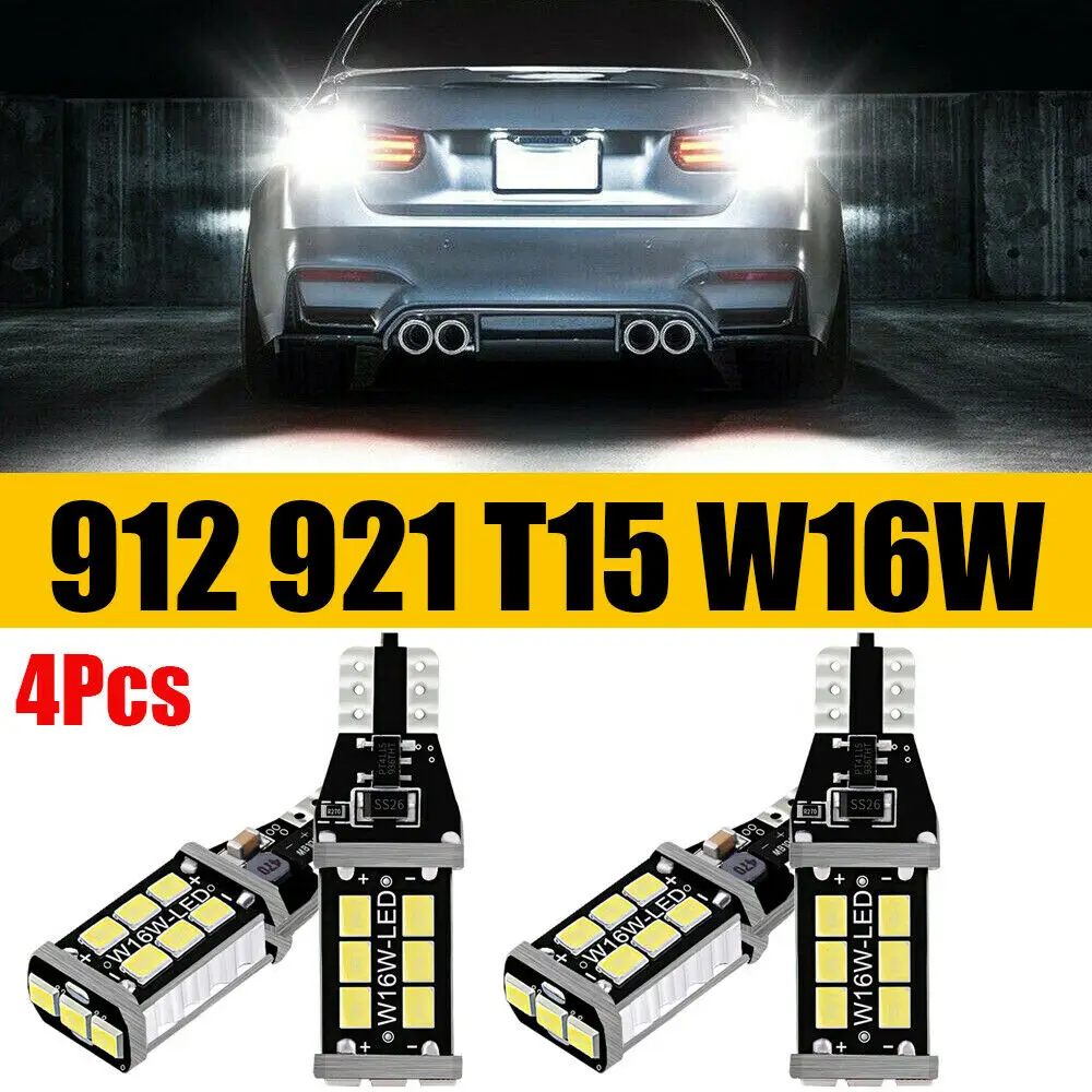 4Pcs Bright White Canbus LED Bulb for Car Backup Reverse Lights 912 921 T15 W16W led car lights,led lights,led bulbs