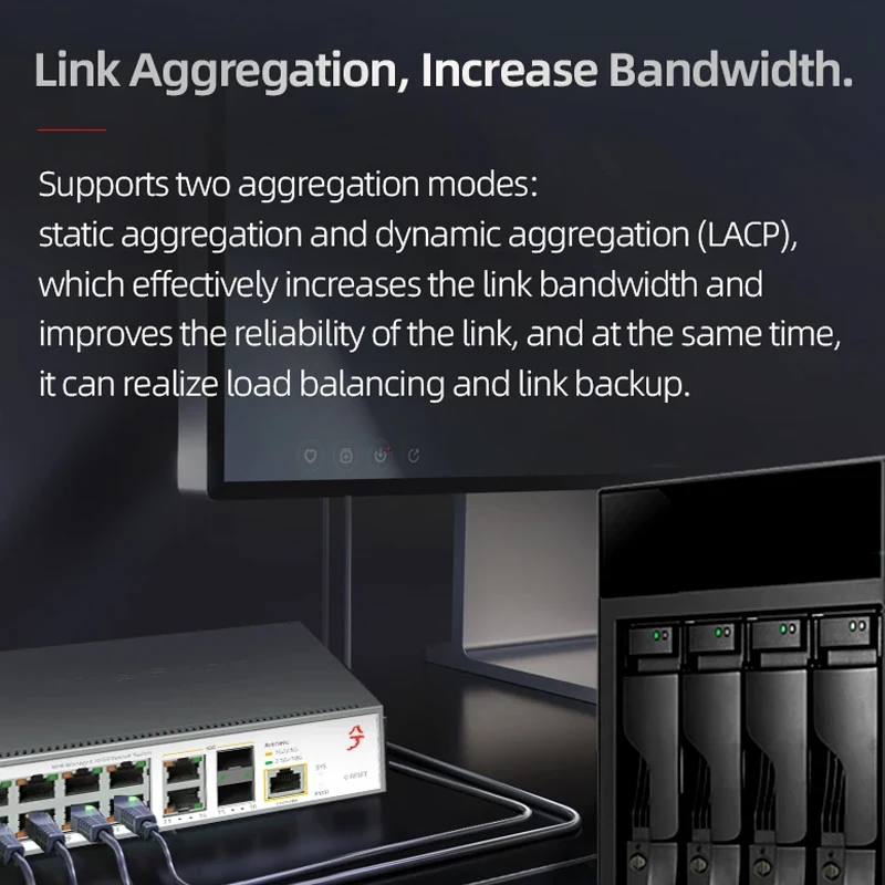 XikeStor L3 관리형 네트워크 12포트 2.5G RJ45 2포트 10G SFP+ 2포트 10G RJ45 VLAN/포트 집계/DHCP/라우팅 지원