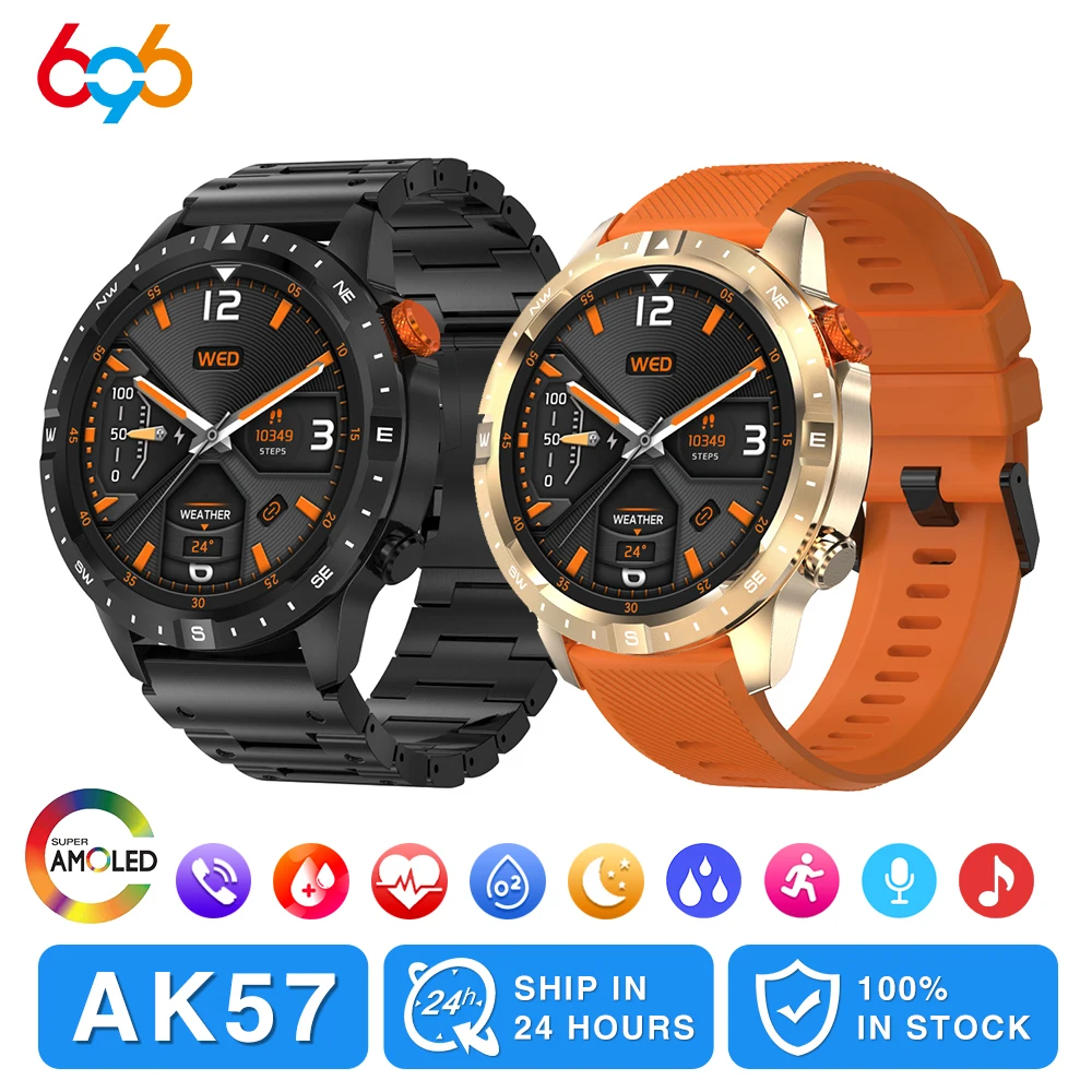 

Smart Watch Men Women Sports Modes 400mah Health Monitor Blue Tooth Call Smartwatch Waterproof Outdoor 360*360 AMLOED HD Screen