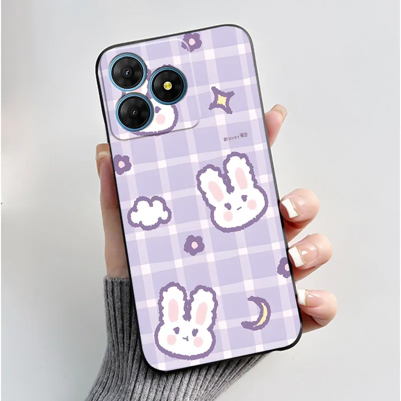 Cute Love Rabbit Black Soft Silicone Protective Back Cover