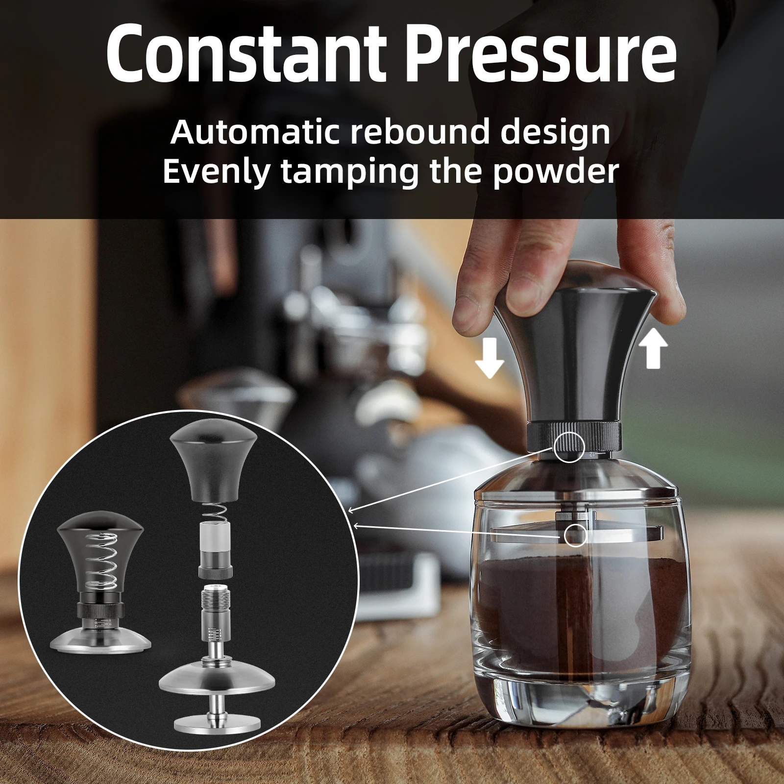 Adjustable Depth Calibrated Coffee Tamper Mhw3bomber 58.35mm