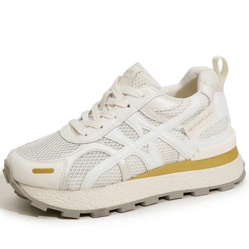 AUTUSPIN Summer Sports Shoes Women Retro Breathable Mesh Sneakers Outdoor Casual Leather Footwear Walking Hiking Female Shoes 3