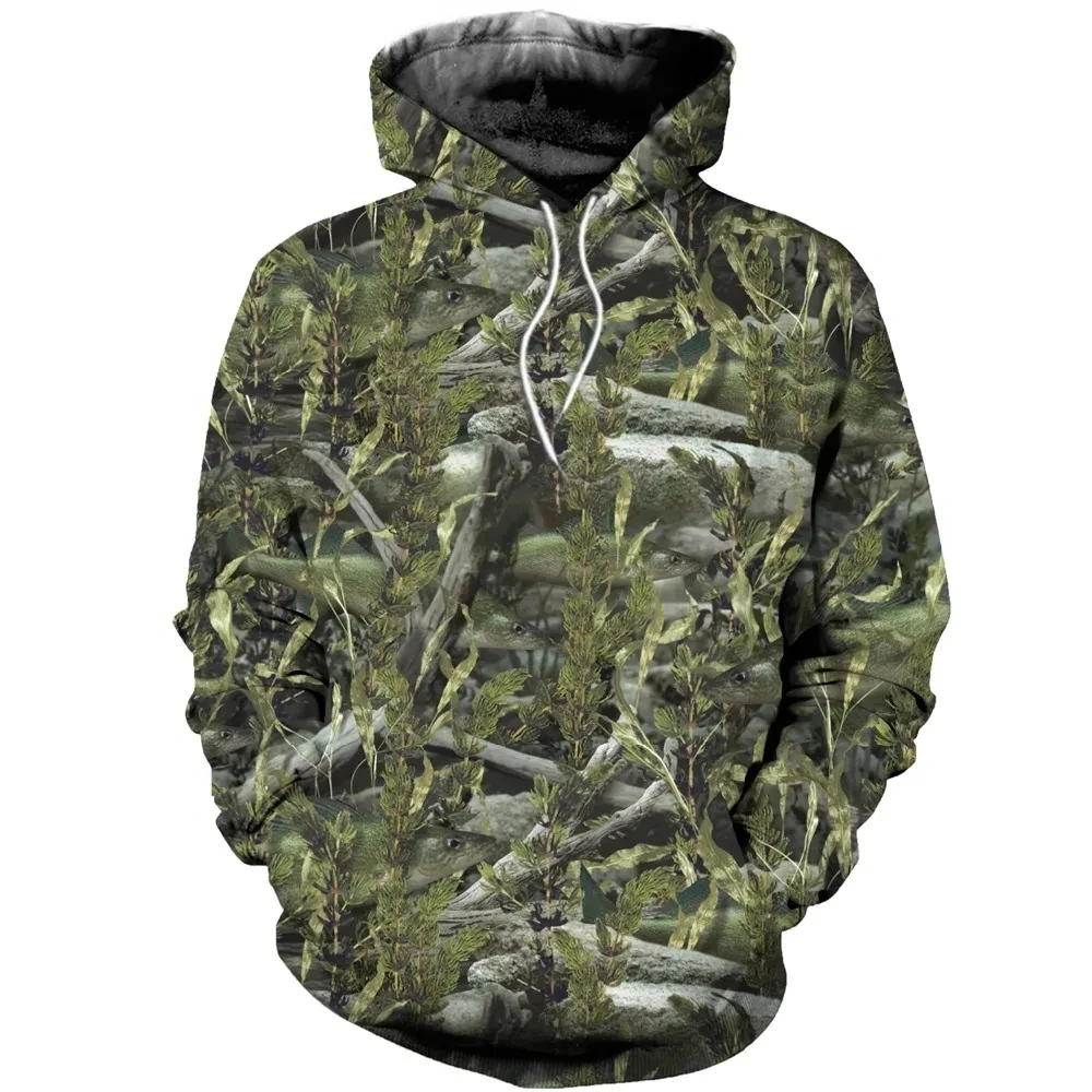 

Camisola de rua estilo hip-hop masculina e feminina com capuz, camuflagem casual, alce de caça, capuz 3D, nova moda