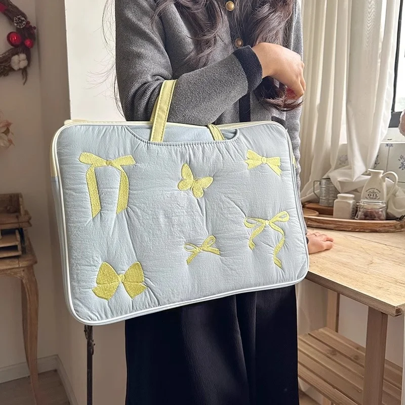 Chic Embroidered Bow Laptop Carry Bag - Multiple Sizes