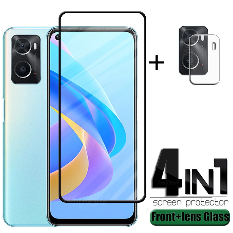 4 In 1 Per Oppo A76 Vetro Per Oppo A76 Vetro Temperato 9H Protezione Dello Schermo A Copertura Totale Per Oppo A36 A96 A 76 36 96 A76 Vetro Dell'Obiet