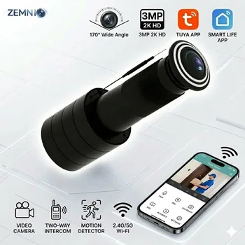 3MP HD Video Peephole WiFi Camera 170° Wide-angle Human Detection Two-Way Audio Door Viewer Video-eye Wireless Cat-eye Cam TUYA 1