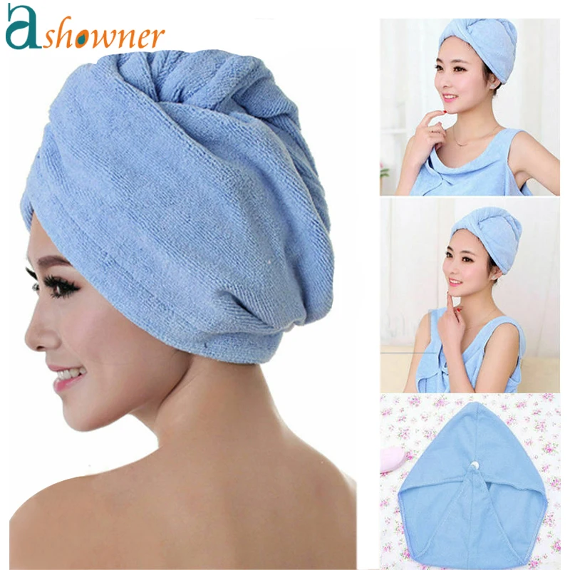 Drying Hair Towel Dry Hair Cap Microfiber Drying Wrap Strong Water Absorbent Triangle Shower Hat Wiping Towel Tool microfiber towel dry hair cap