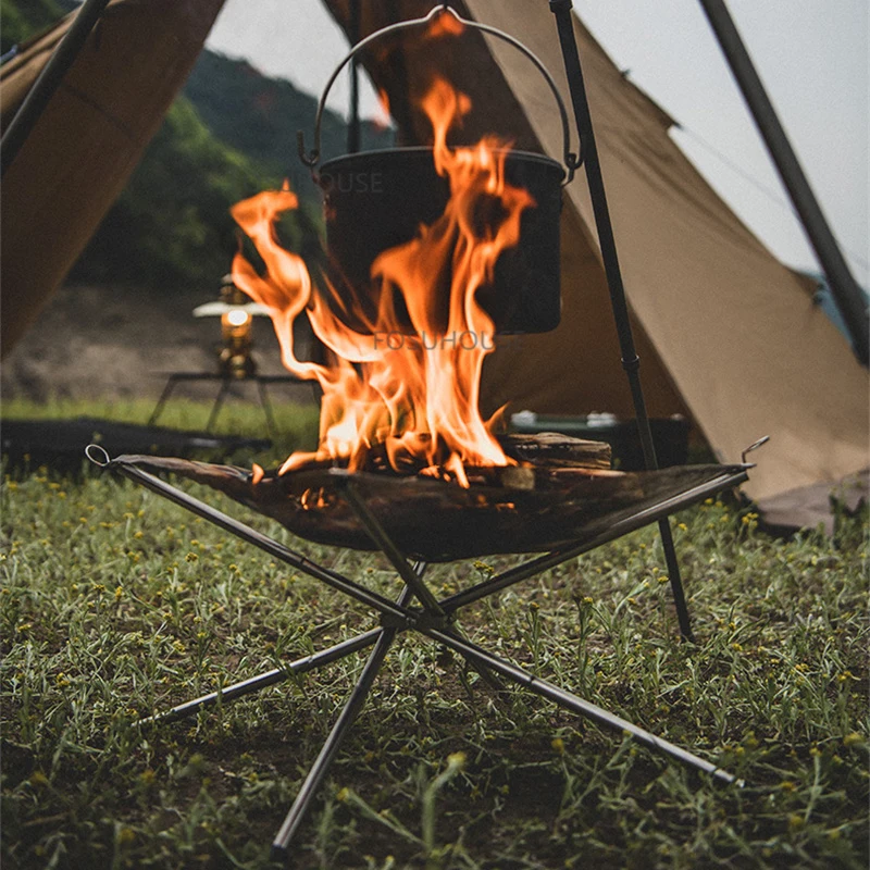 Nordic Stainless Steel Fire Pits for Outdoor Heater Campfire Stand Portable Household Courtyard Winter Folding Barbecue Grill