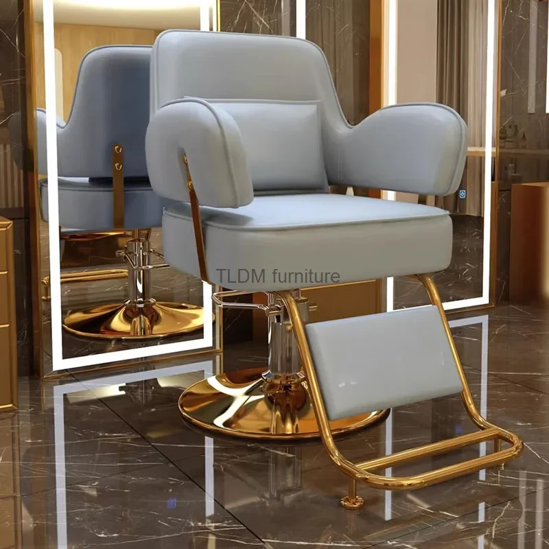 

Swivel Aesthetic Barber Chair Luxury Golden Professional Hairdressing Chair Pedicure Coiffeur Stuhl Salon Furniture MQ50BC