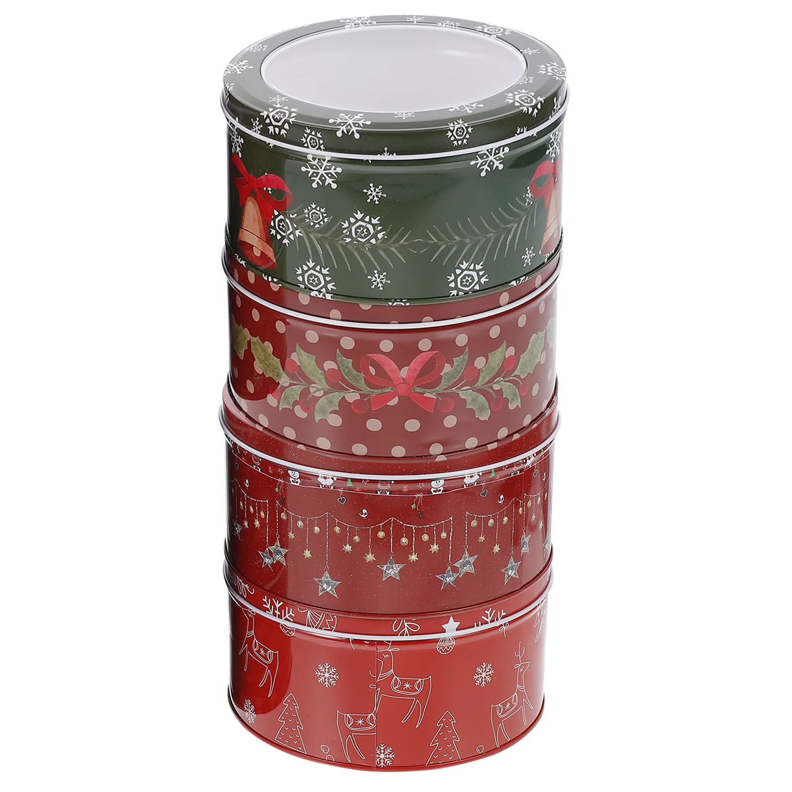 

4pcs Christmas Round Tin Boxes Food Grade Tin Boxes Cartoon Party Favor Boxes Random Style